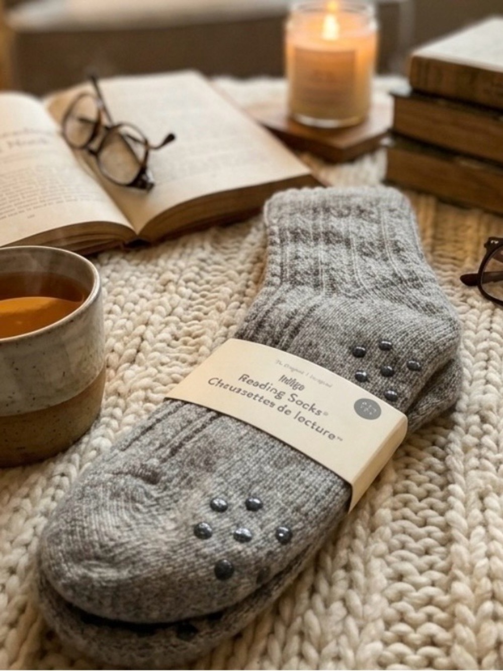 🧦 Indigo Reading Socks 🧦 Gray